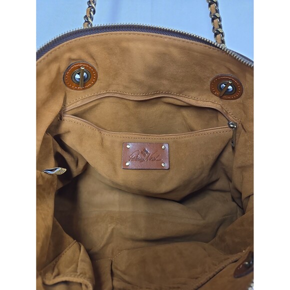 Patricia Nash Belle Leather Tote Brown Leather Chain Straps Shoulder Bag Purse - Picture 10 of 12